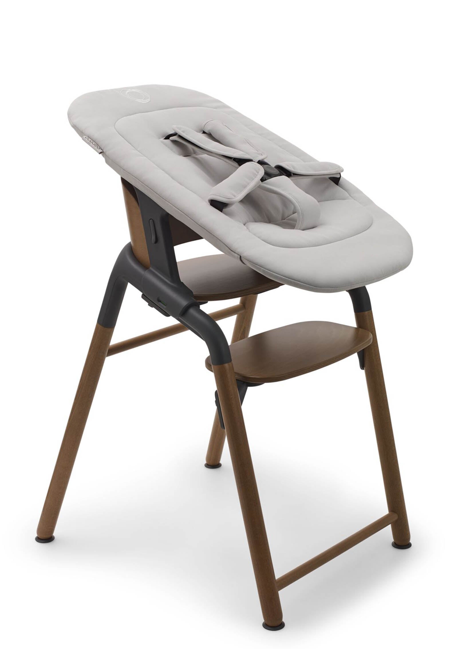 bugaboo Giraffe Stuhl wames Holz / grau inkl. Neugeborenen-Set