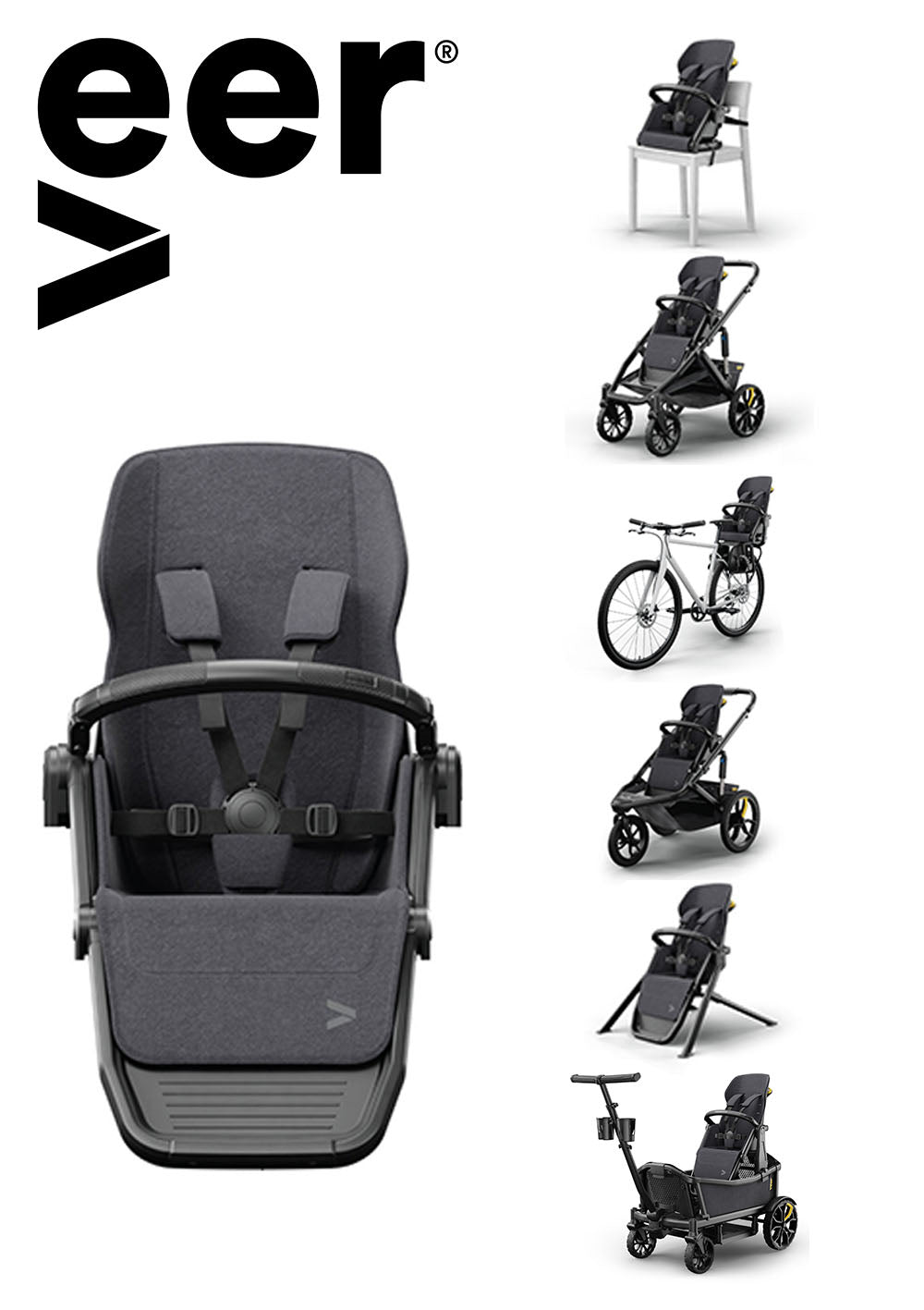 Veer Switchback Sitz dunkelgrau / schwarz