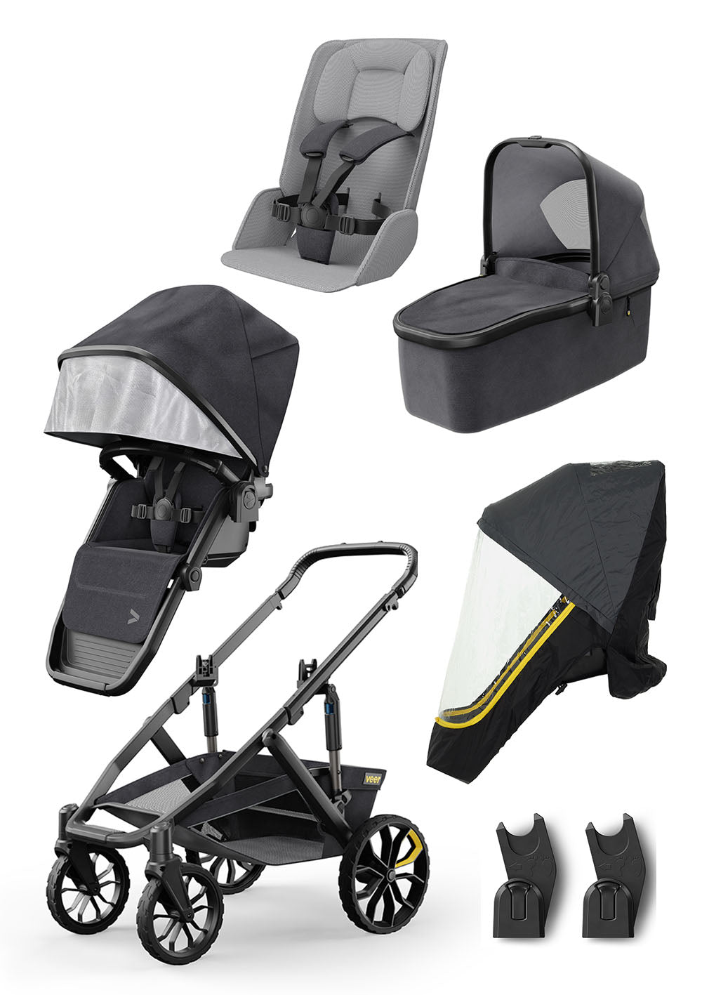 veer Switchback Kinderwagen Starter-Set dunkelgrau / schwarz
