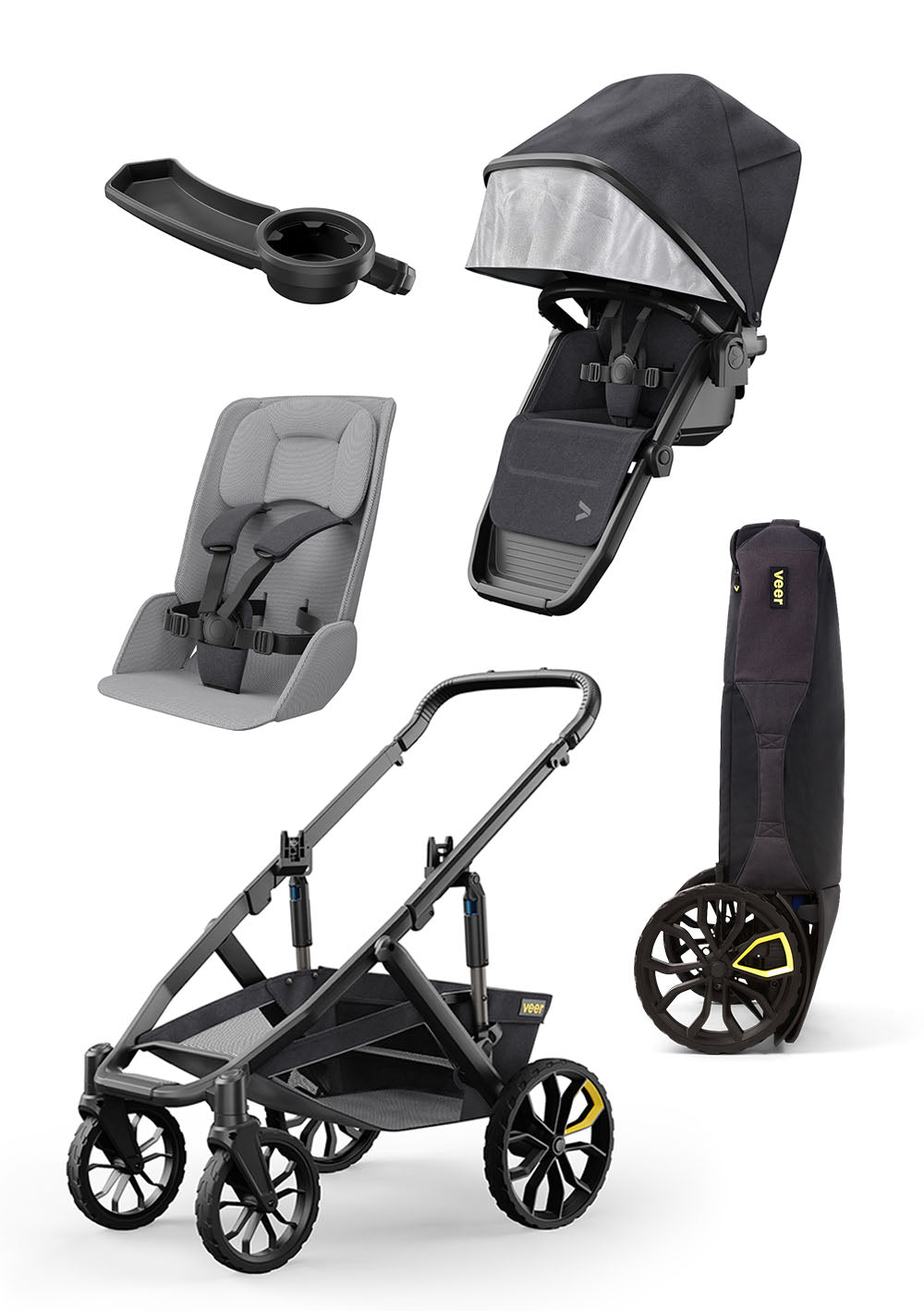 veer Switchback Kinderwagen Travel-Set dunkelgrau / schwarz