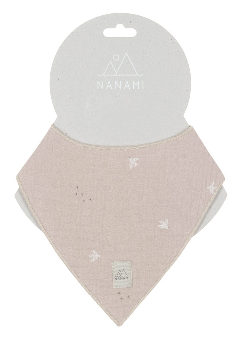 Nanami Bandana Lätzchen Bird zweifarbig Natural altrosa