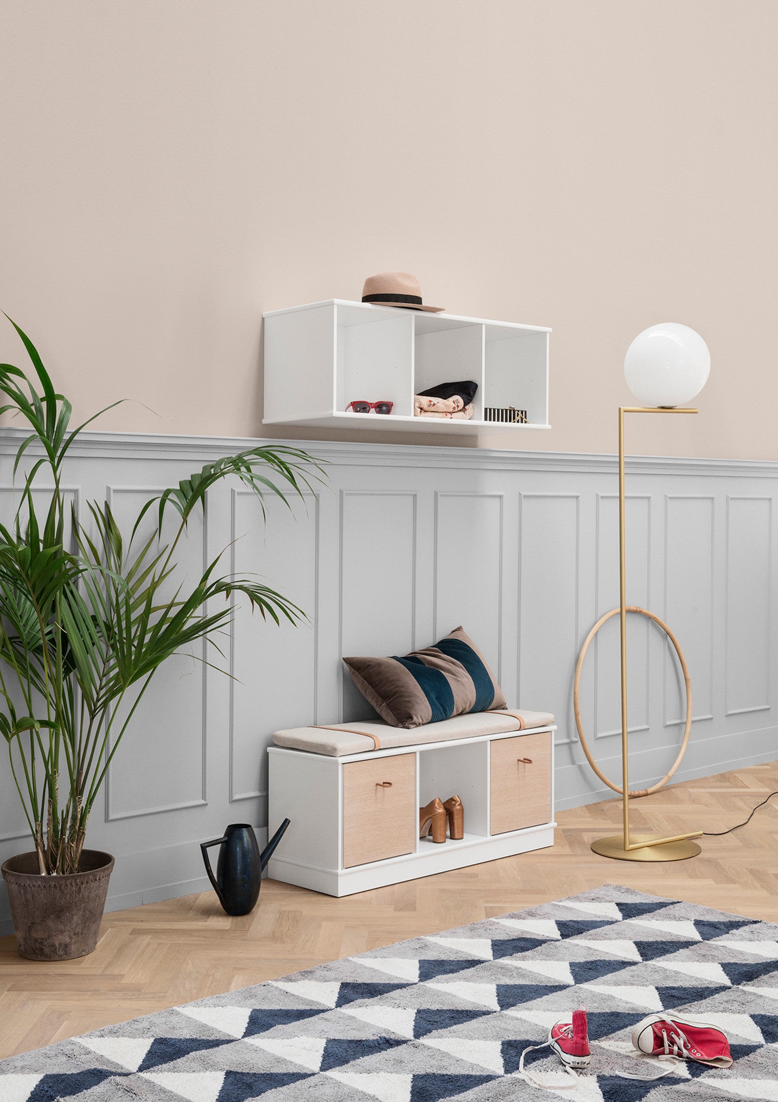 'Wood' Regal horizontal 3 x 1 / weiß zum Aufhängen