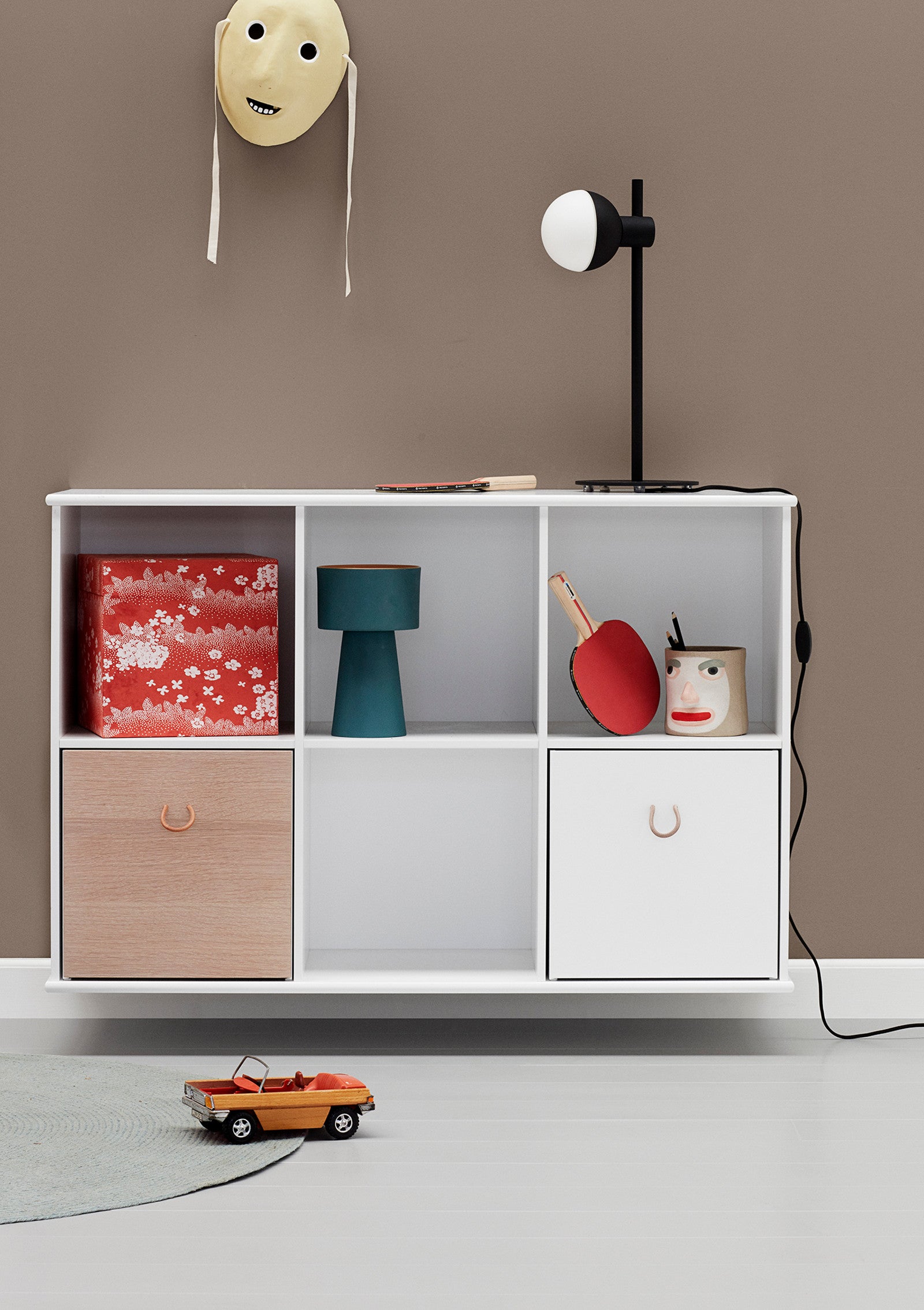 'Wood' Standregal horizontal 3 x 2 / weiß mit Sockel