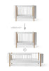 Geschwisterset für 'Wood Mini+' Babybett inkl. Junior-Erweiterung zu zwei Betten Weiß / Eiche