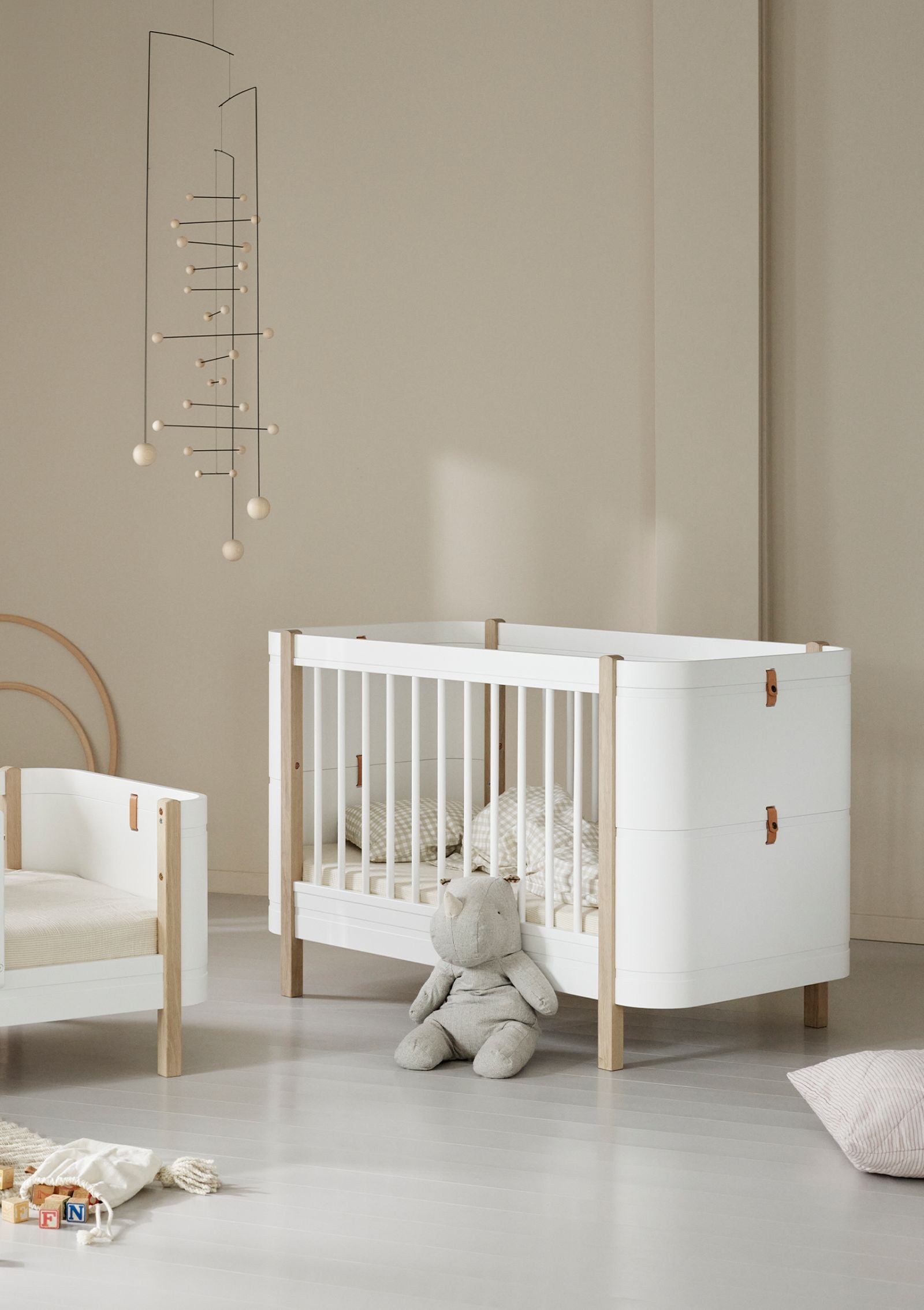 Oliver Furniture Geschwisterset für Babybett 'Wood Mini+' Weiß / Weiß/Eiche