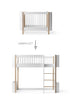 Umbauset für 'Wood Mini+' Babybett inkl. Junior-Erweiterung zum halbhohen Hochbett Weiß / Eiche