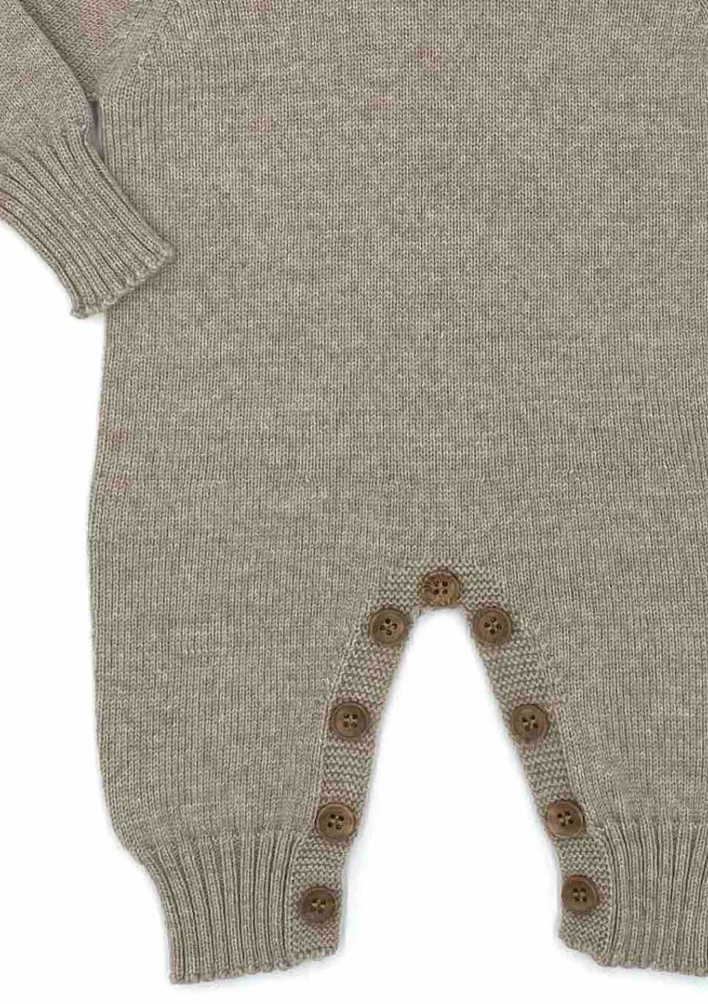 Strickgut Merino Baby Strampler mit langem Ärmel Beige
