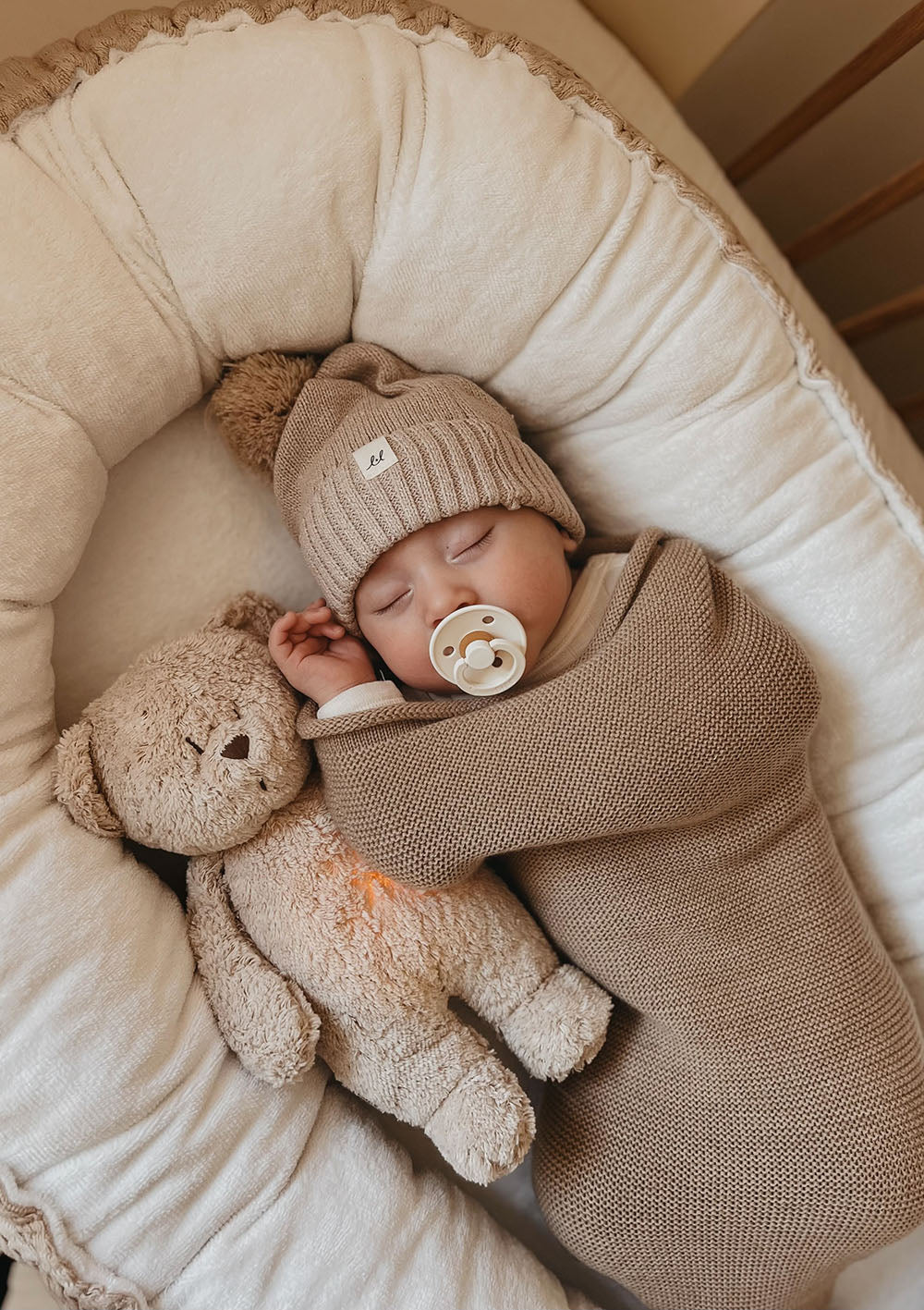 Teddybär mit Licht 'Organic Humming Bear' sand natur