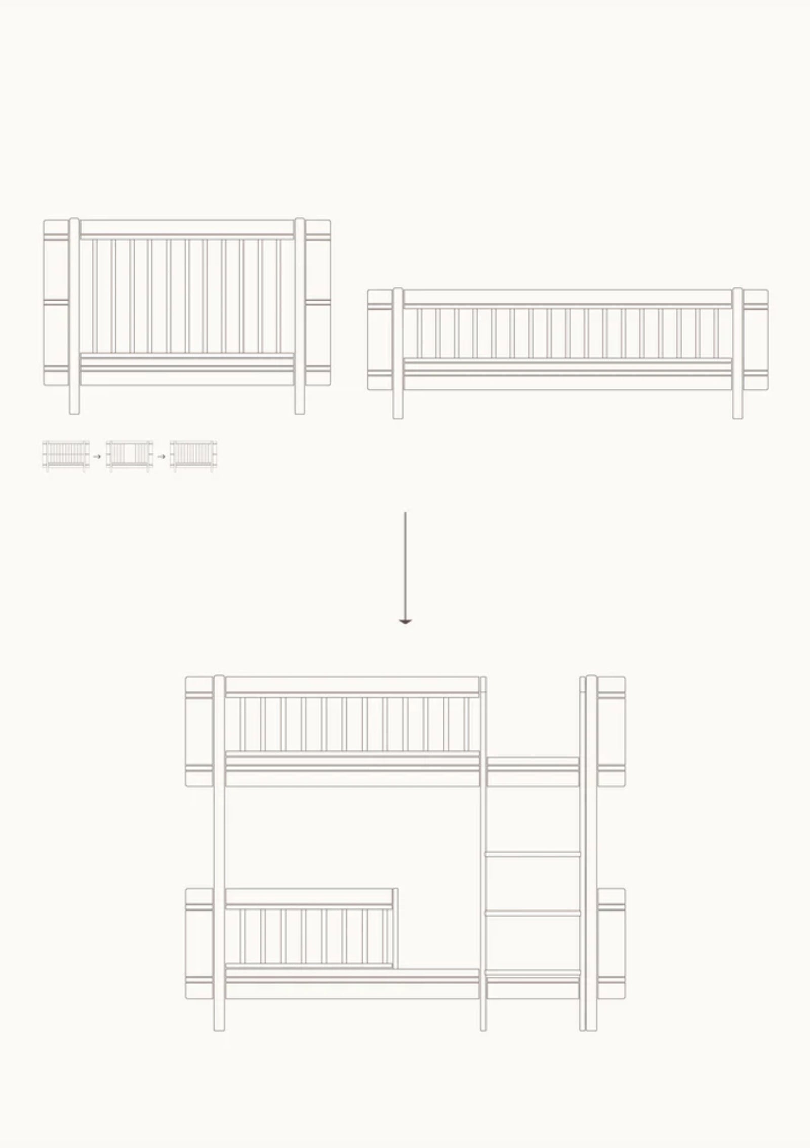 Oliver Furniture Umbauset zum halbhohen Etagenbett 'Wood Mini+' Eiche
