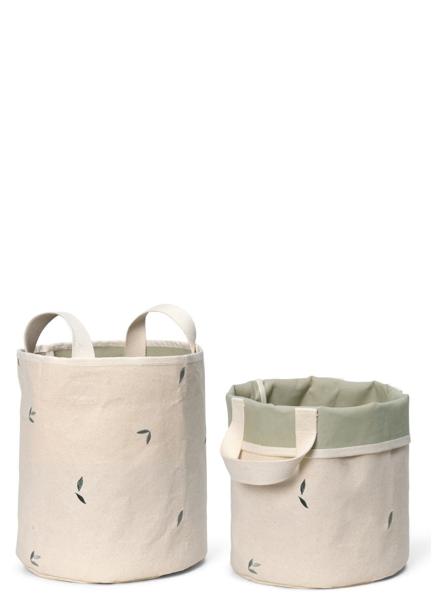 tote zu hause aufbewahren Dear April 2er Set Bestickte Aufbewahrungskörbe 'Toto' Leaves