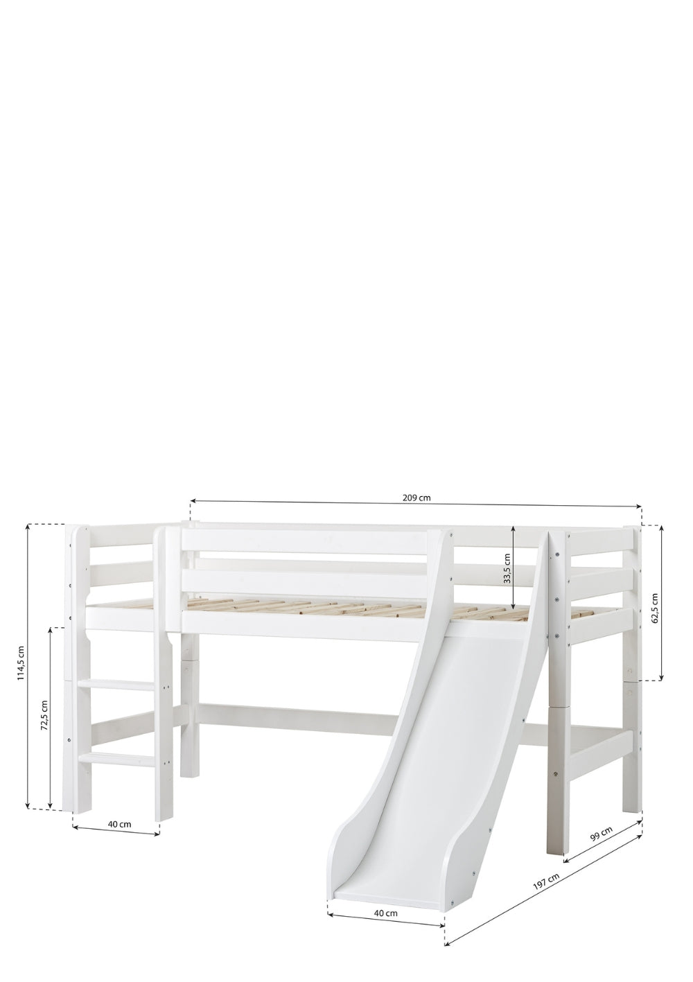 ECO Luxury Spielbett mit Rutsche 90 x 120 cm