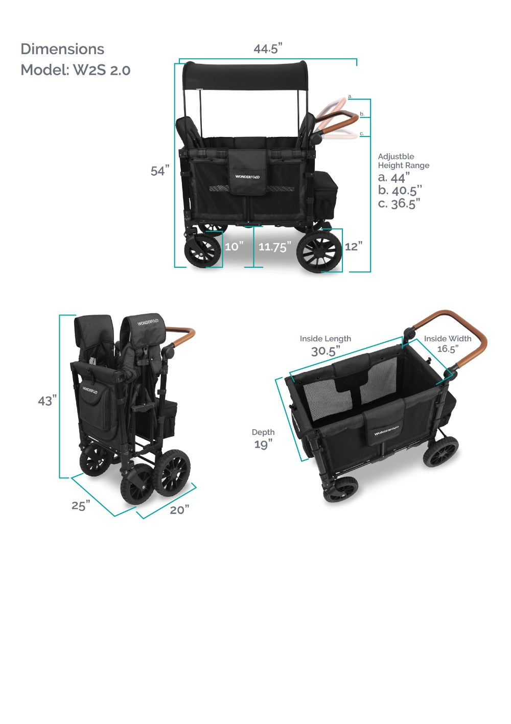 WonderFold W2 Luxe Kinderwagen 2-Sitzer