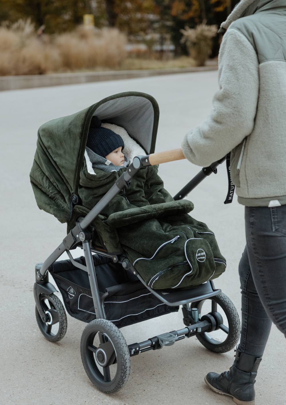 Naturkind Kinderwagen-Set 'Lux Evo' Cord-Edition Oliv