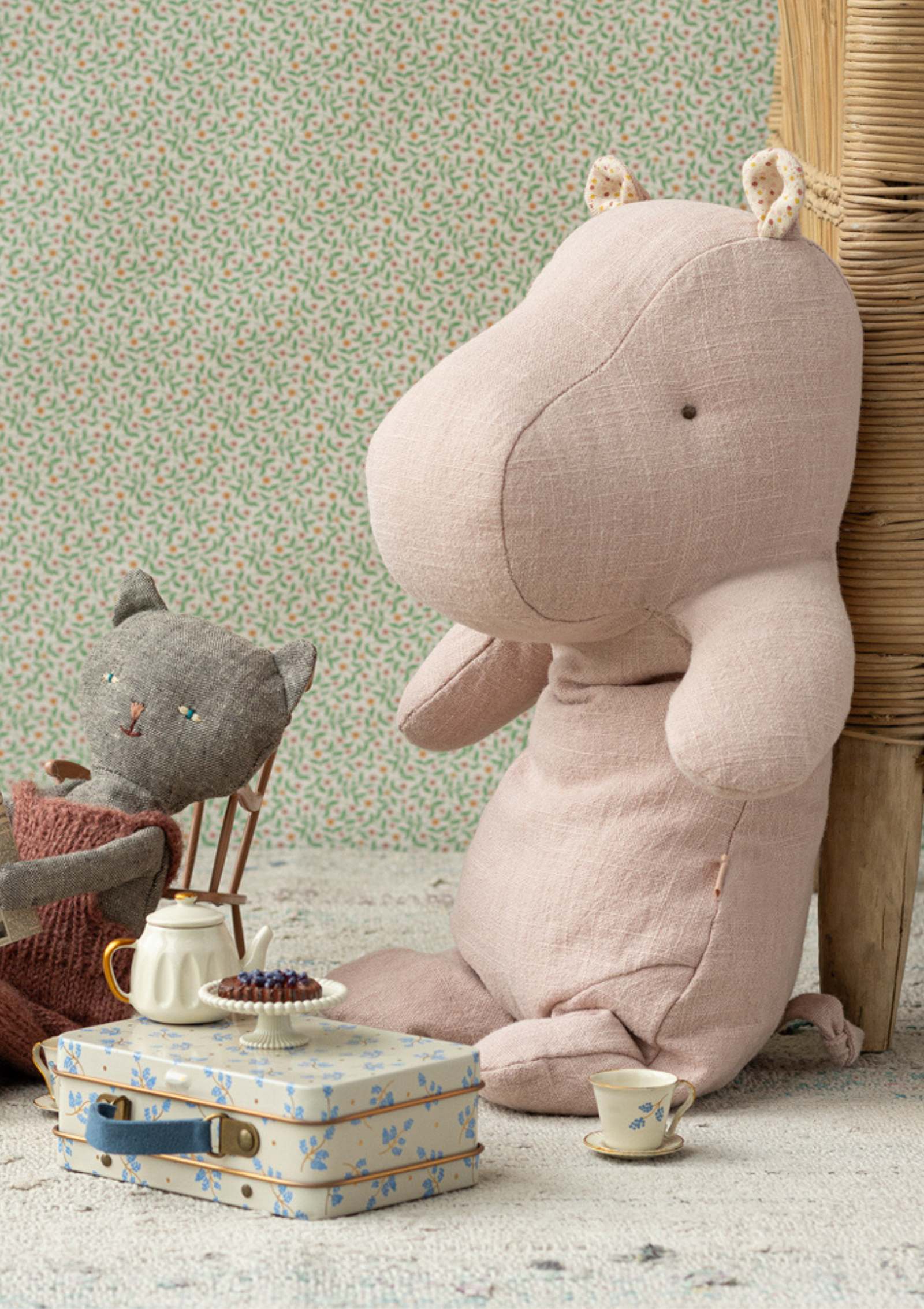 Maileg Stofftier 'Safari-Friends – Nilpferd' medium hellrosa