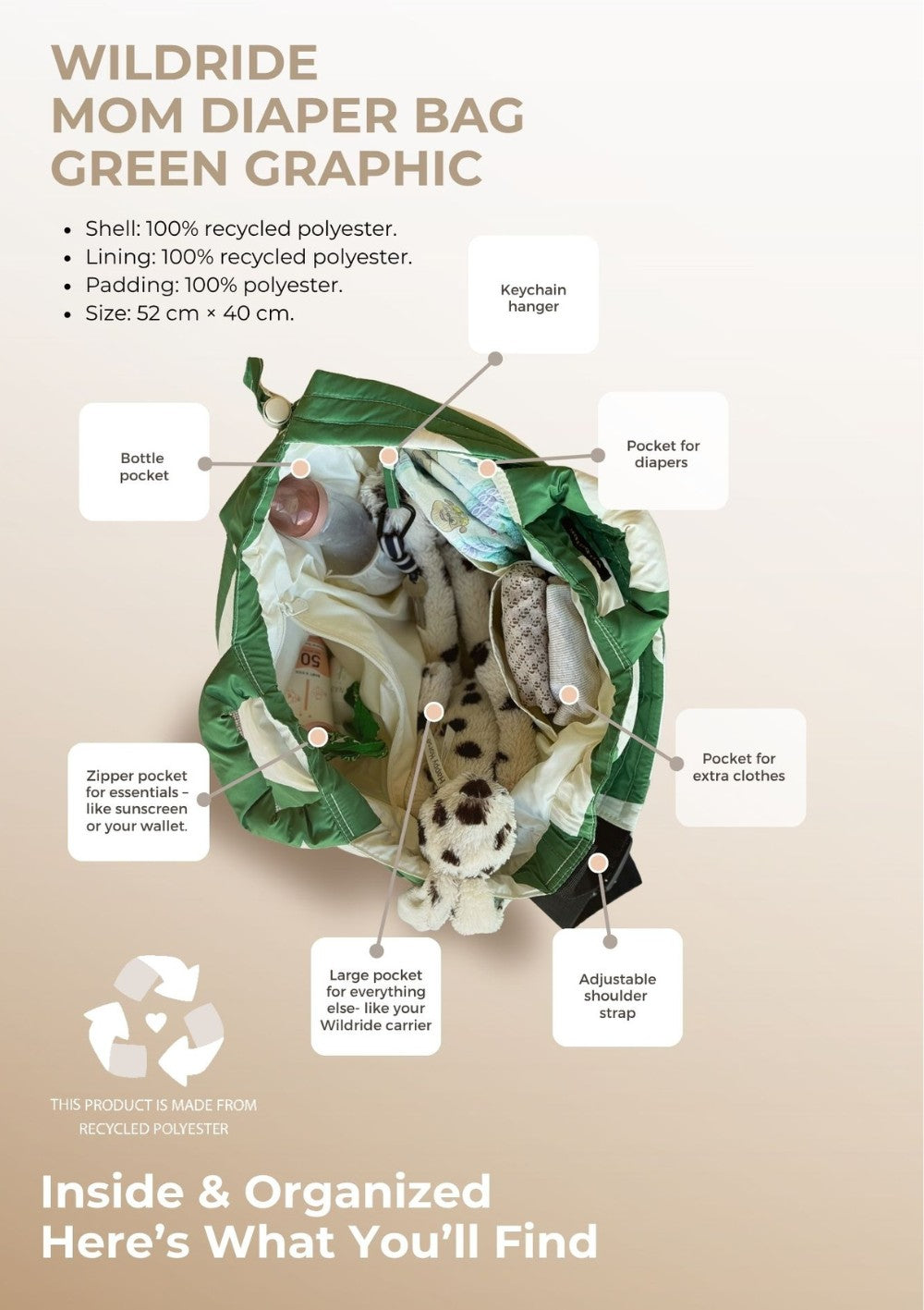 Wildride Wickeltasche Green Graphic