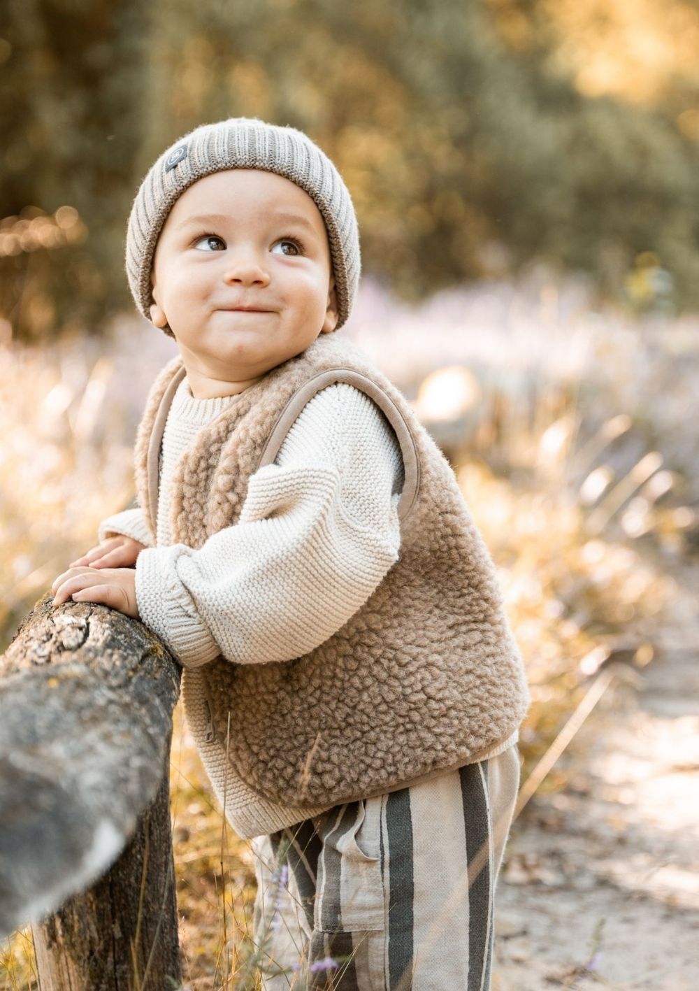 emma & noah Merino Teddy Weste Essential Taupe