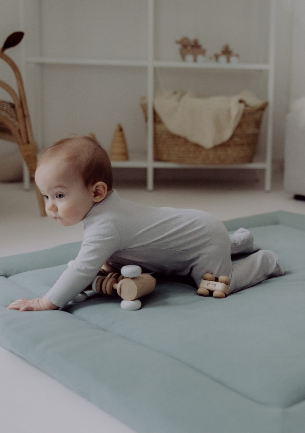 emma & noah Krabbeldecke Mini Piqué Essential Mint 120 x 120 cm