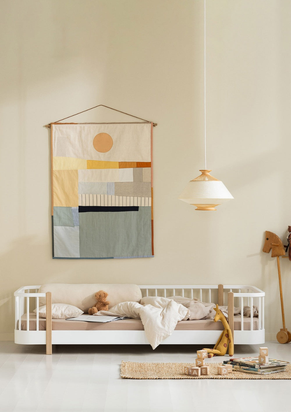 Oliver Furniture Bodenbett 'Wood Original' Weiß / Eiche 200 x 90 cm