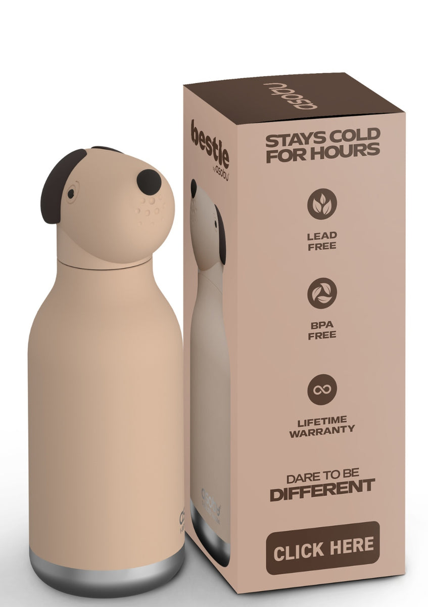 Asobu Bestie Trinkflasche Hund 'Duke the Dog' beige