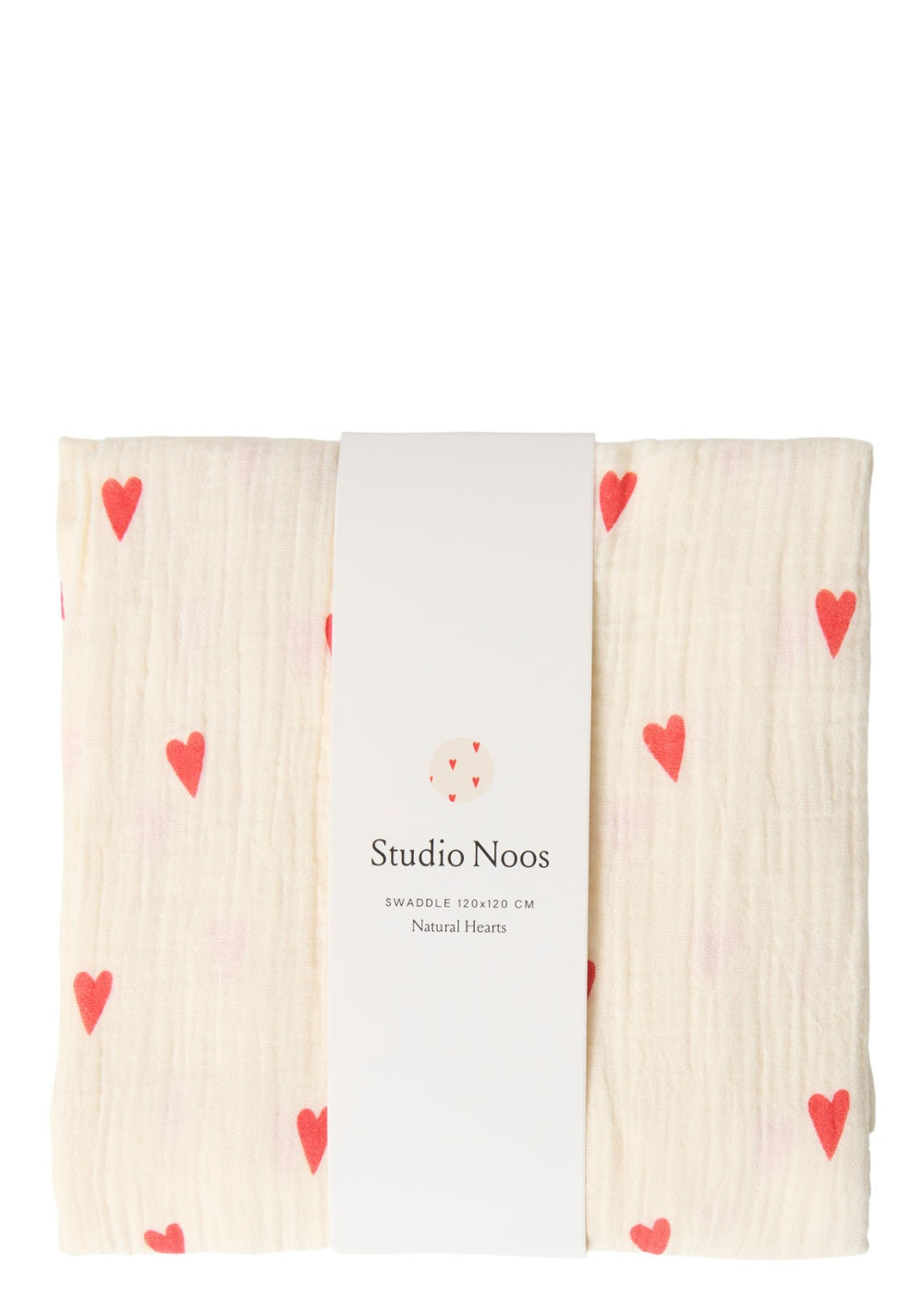 Studio Noos Musselin Mulltuch 'Swaddle Print Large' Beige Hearts 120 x 120 cm