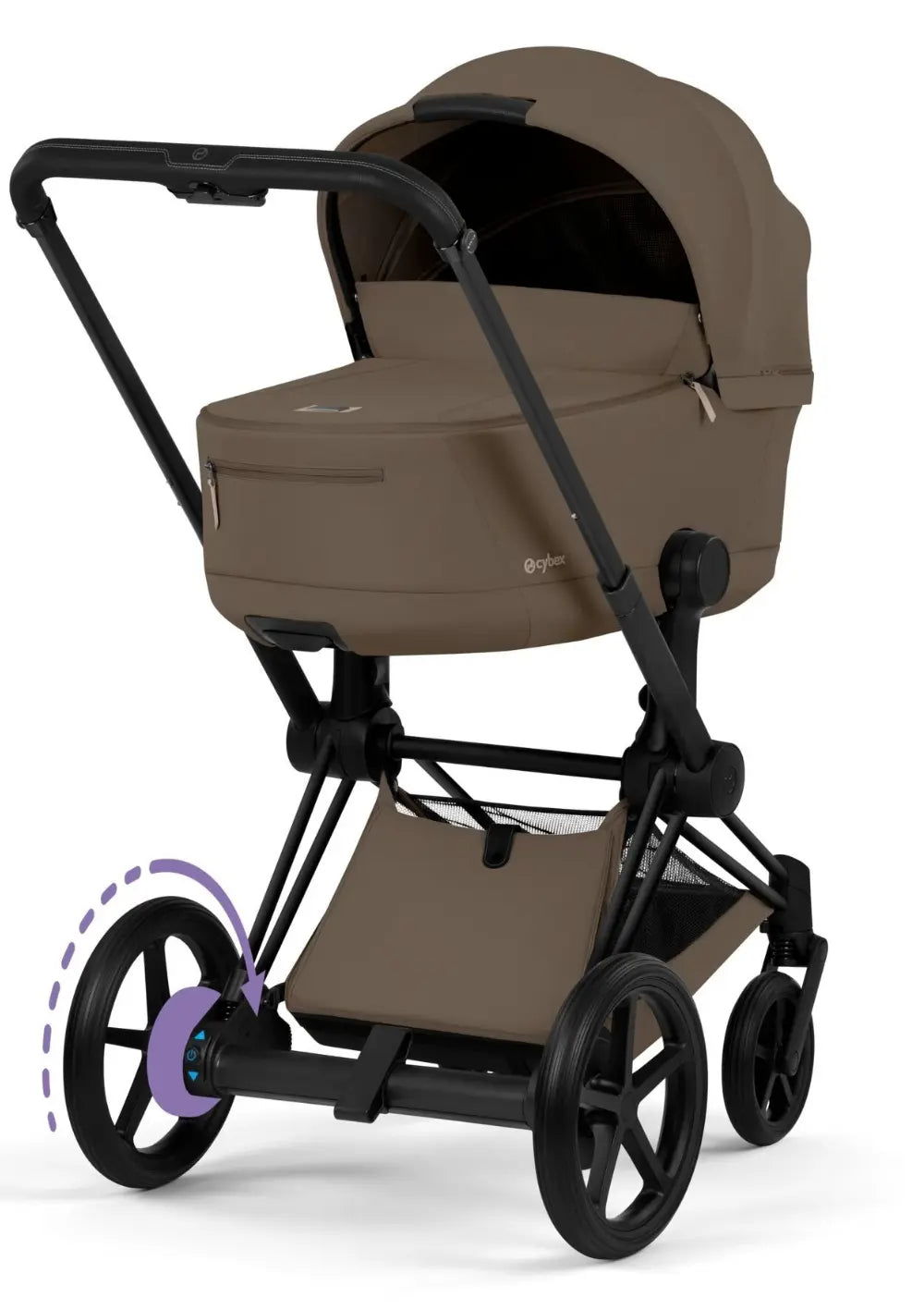 Cybex Kinderwagen-Set 'e-Priam Comfort' Coconut Brown (Frame Matt Black)