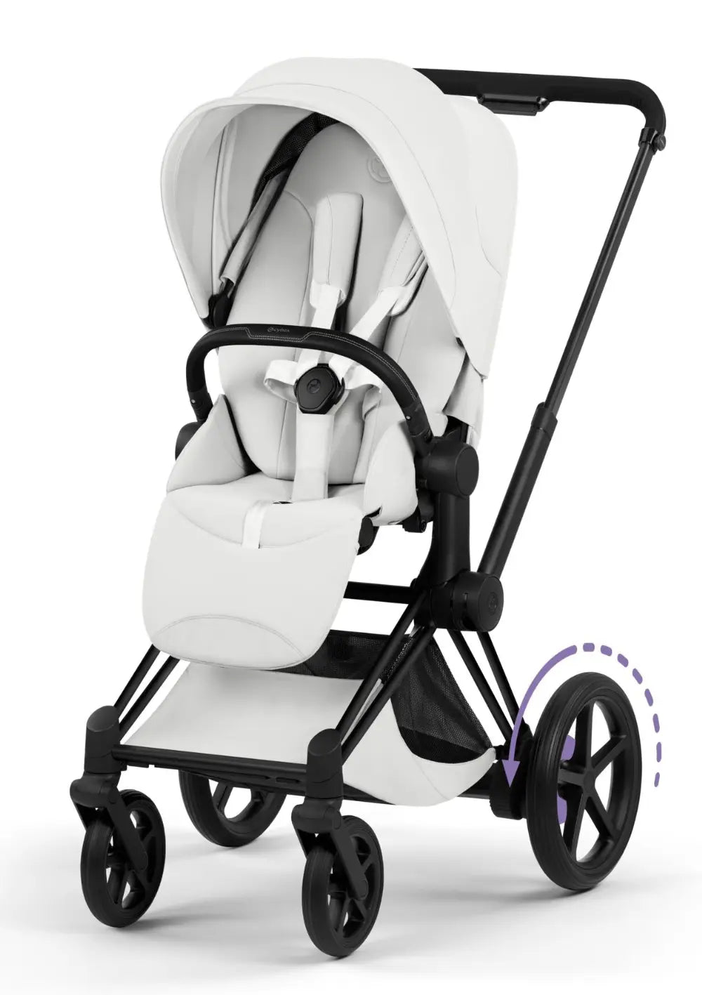 Cybex Kinderwagen-Set 'e-Priam Style' Off White (Frame Matt Black)