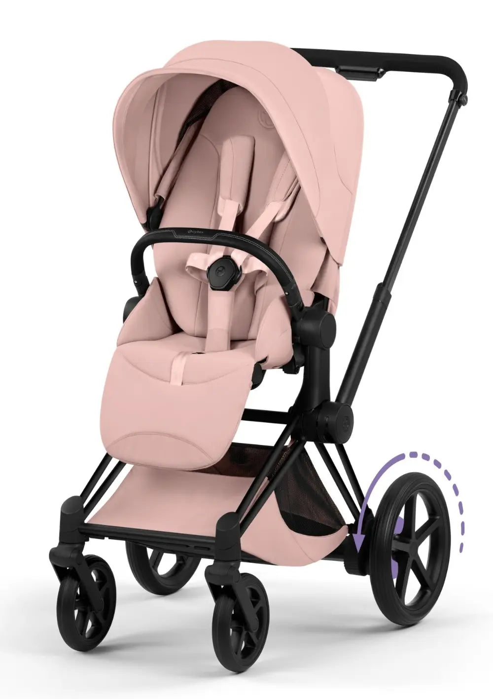 Cybex Kinderwagen-Set 'e-Priam Style' Peach Pink (Frame Matt Black)