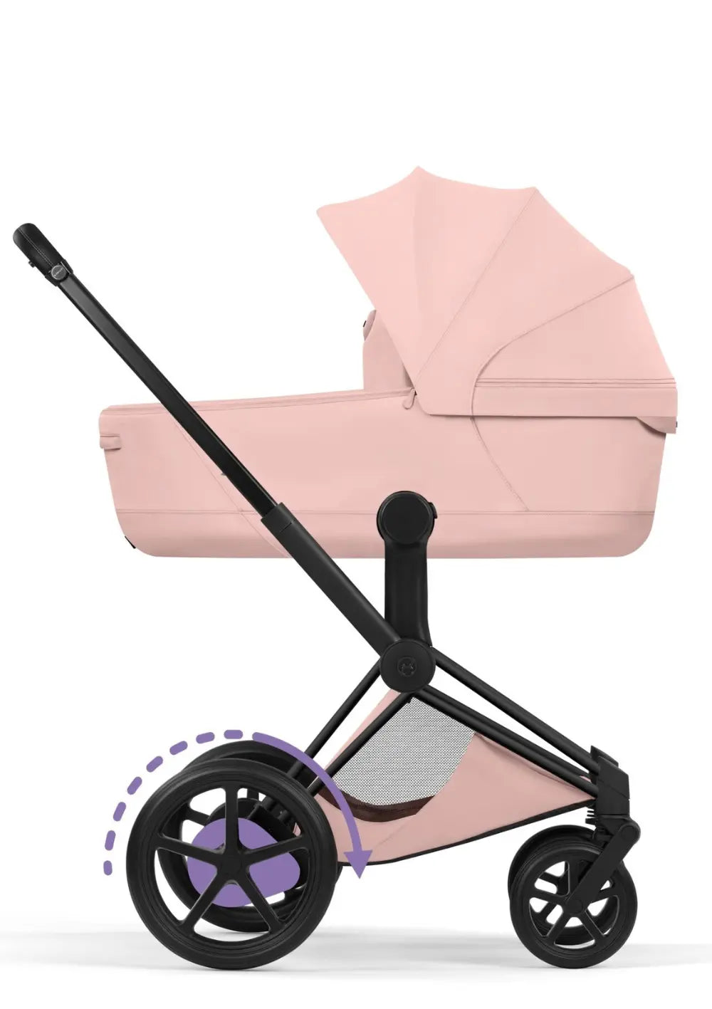 Cybex Kinderwagen-Set 'e-Priam Style' Peach Pink (Frame Matt Black)