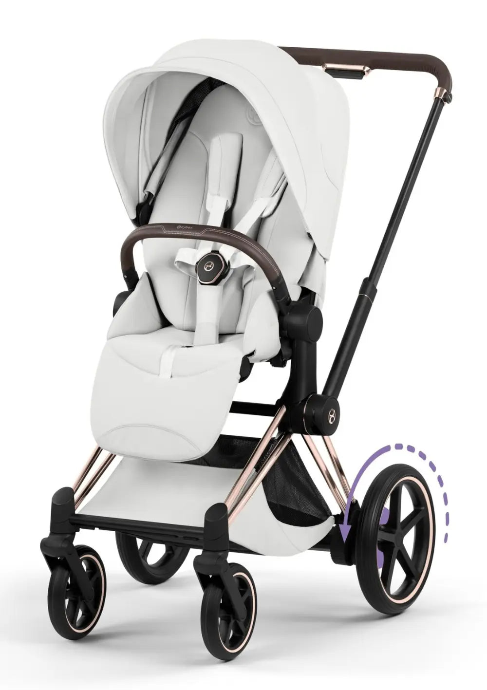 Cybex Kinderwagen-Set 'e-Priam Style' Off White (Frame Roségold)