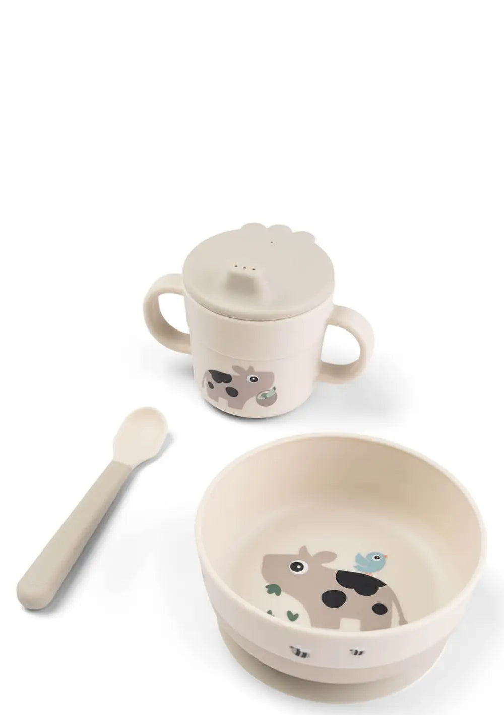 Done by Deer Geschirr-Set mit Saugfuß 'Foodie First Meal' Tiny farm sand