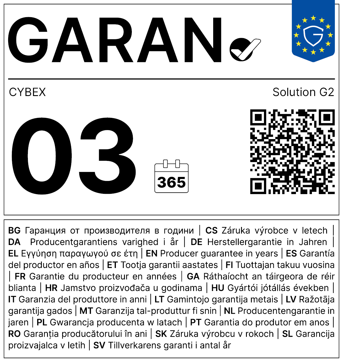 Vollständiges GARAN-Label, 3 Jahre Garantie auf Folgesitz 'Solution G2 i-Fix' PLUS Stormy Blue