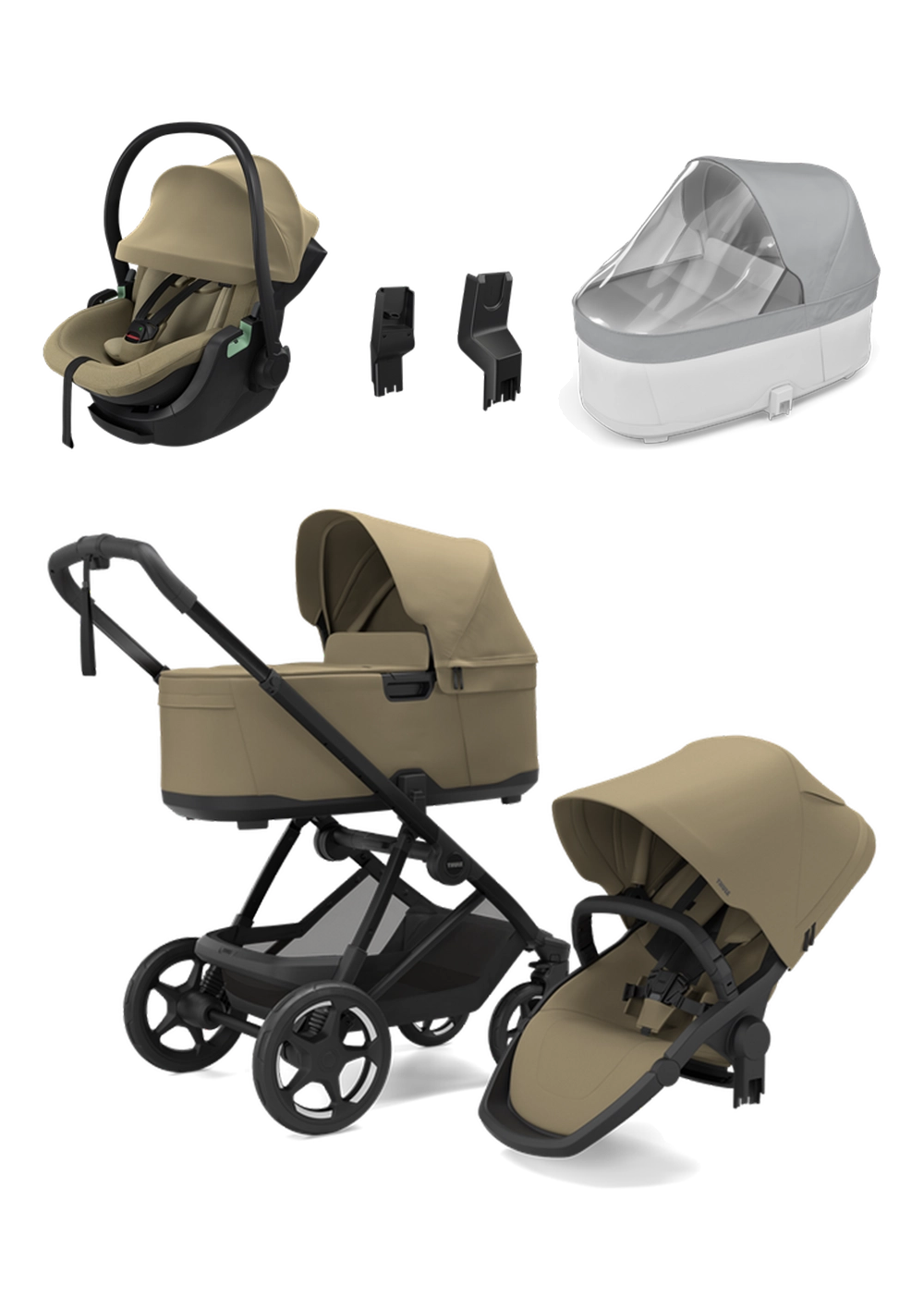 Newborn Kinderwagen-Set 'Charm' & 'Maple Connect' Faded Khaki