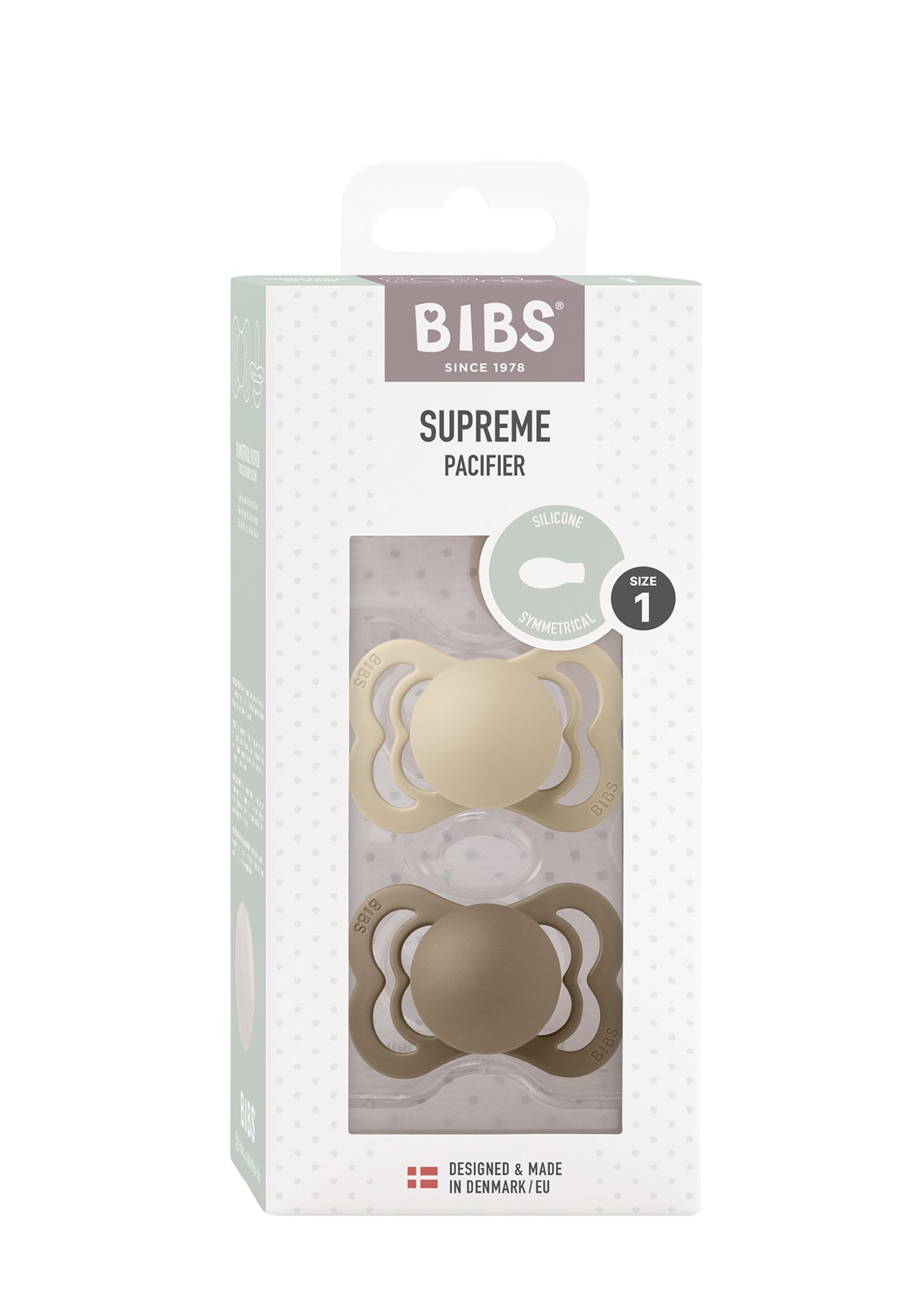 bibs Supreme Schnuller 2er-Pack Silikon Gr. 1 Vanilla/Dark Oak